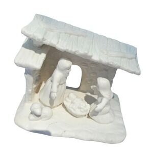 Vintage Ceramic Nativity Scene Holy‎ Family Manger White Christmas Holiday Decor